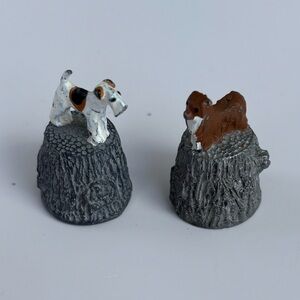 Pair of Vintage Terrier Thimbles